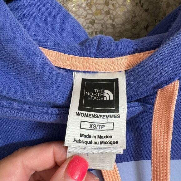 The North Face Blue Purple Pastel Logo Pullover Hoodie XS - Picture 4 of 5